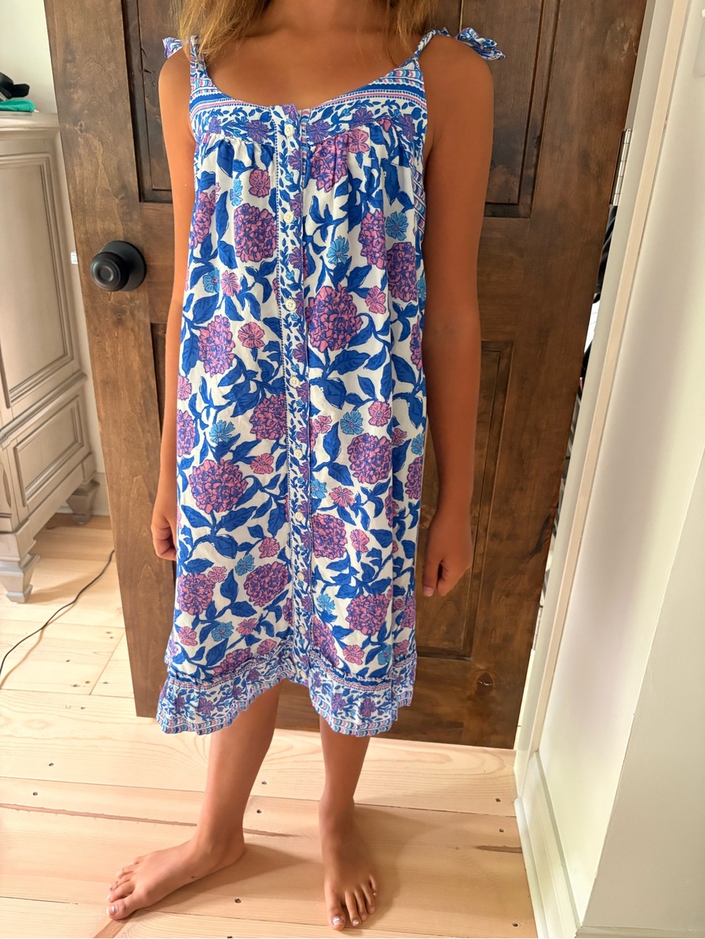 Vineyard Vines Blue & Pink Floral Tie-Shoulder Sundress